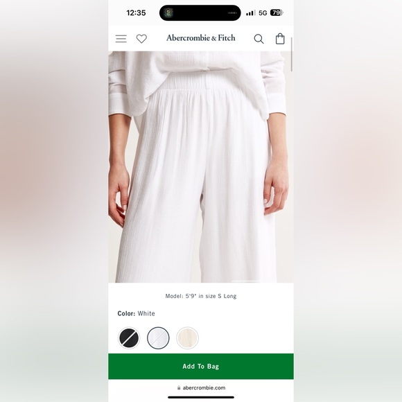 Abercrombie & Fitch Crinkle Texture Pull-on Pants - White - Picture 5 of 7